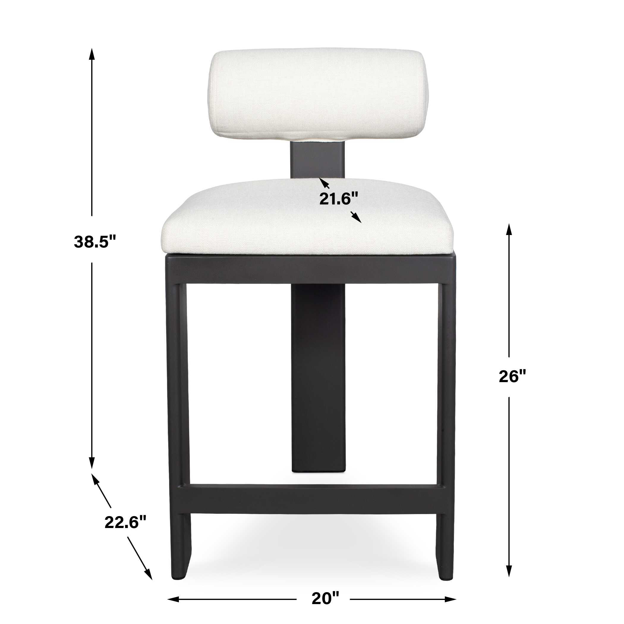 Bolster Back White Outdoor Counter Stool, Furniture by Uttermost, 20" width x 38.5" height x 26.25" depth View 3