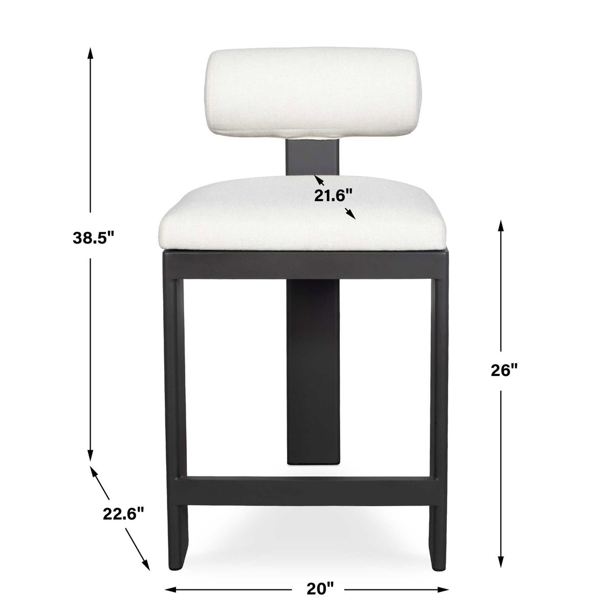 Bolster Back White Outdoor Counter Stool, Outdoor Stool by Uttermost, 1'8" width x 3'2.5" height x 2'2.25" depth View 3