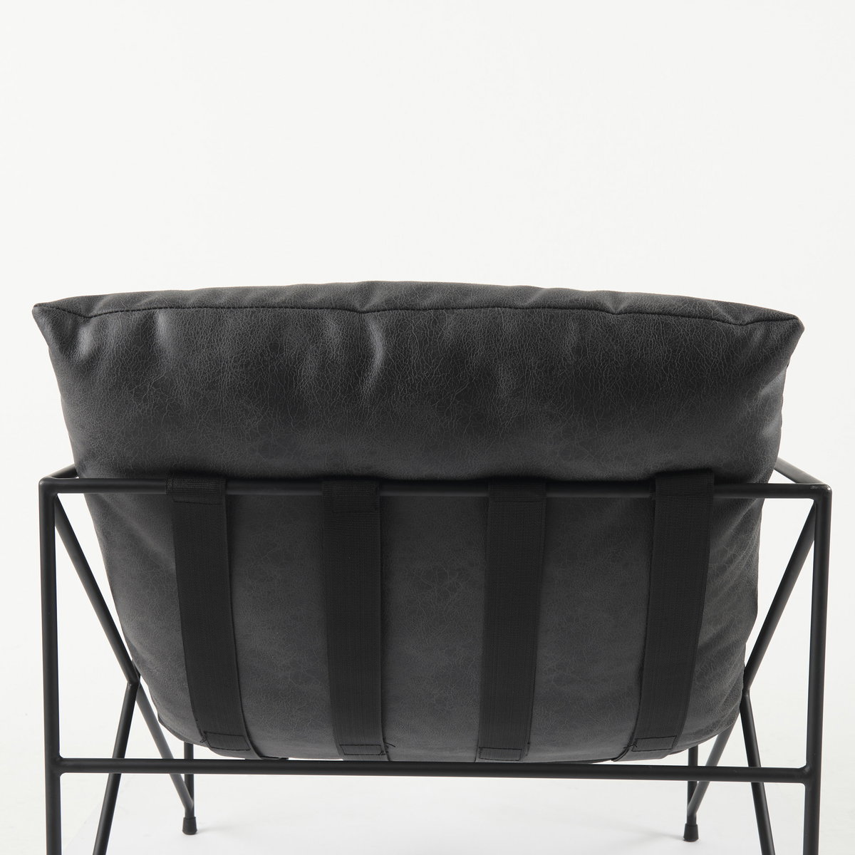 Leonidas 28.5L x 29.5W x 34.0H  Black Faux Leather Seat with Black Metal Frame Accent Chair, by Mercana, 29.53" length x 28.35" width x 35.43" height View 14