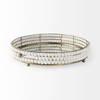 Decatur I 21L x 21W White Wooden Bead Mirrored Bottom Round Tray, Decorative Tray by Mercana, 21.26" length x 21.26" width x 3.94" height thumbnail 4