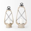 Zain II Large Brown Wooden Vintage Inspired Candle Holder Lantern, Lighting by Mercana, 11.42" length x 5.91" width x 25" height thumbnail 6