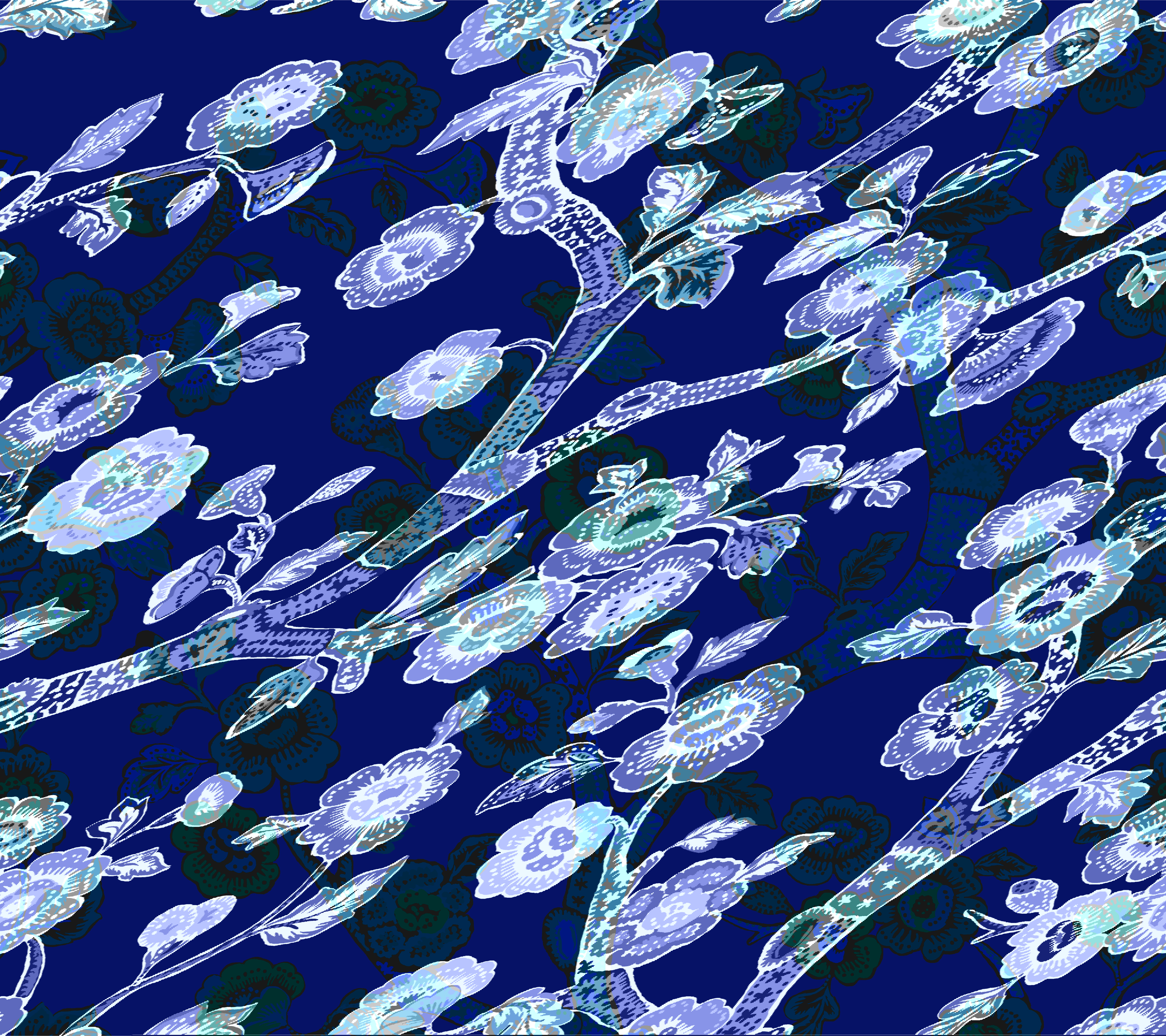 Temple Garden Navy Blue Peel & Stick Wallpaper large image 