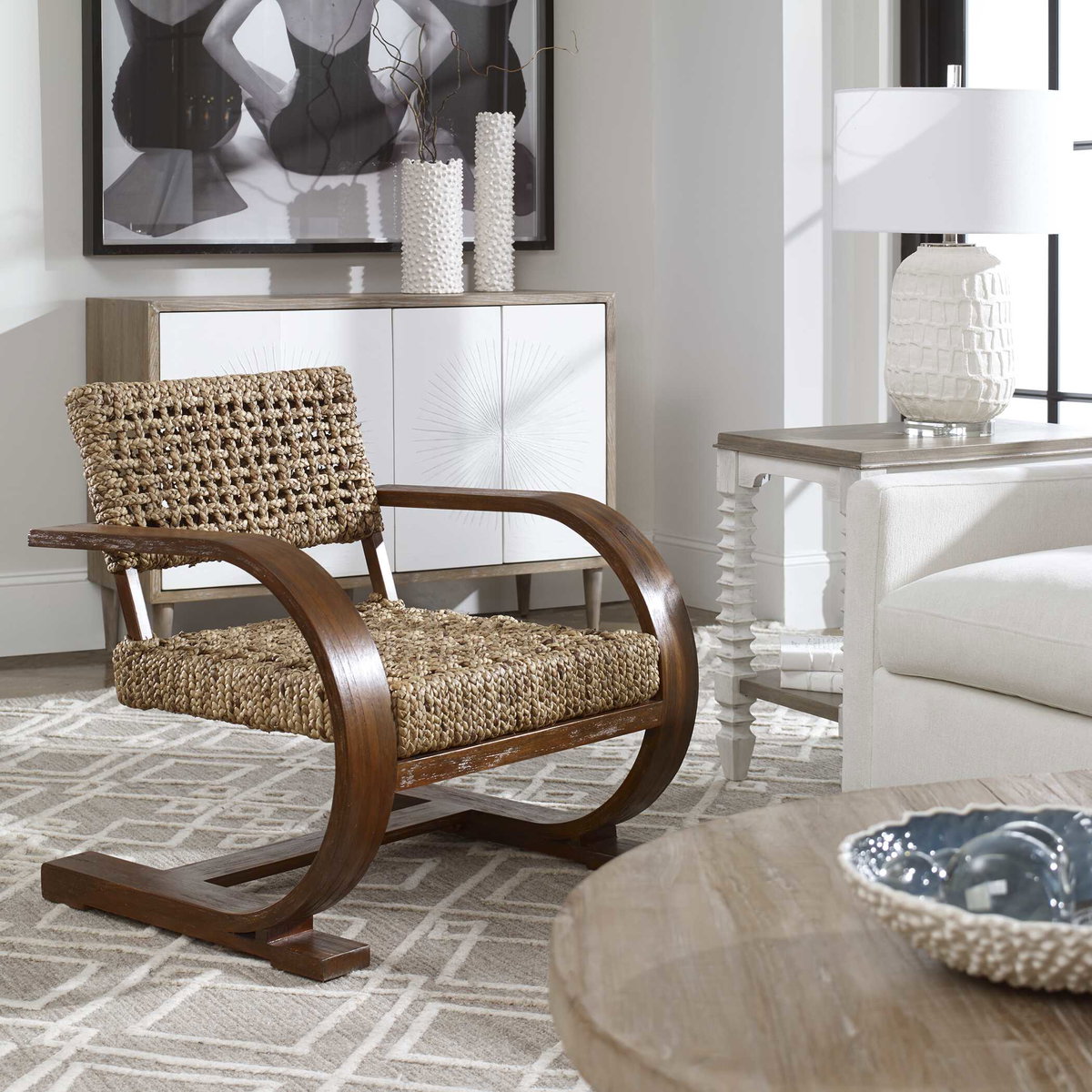 Rehema Natural Woven Accent Chair, by Uttermost, 30" width x 30" height x 30.7" depth View 2