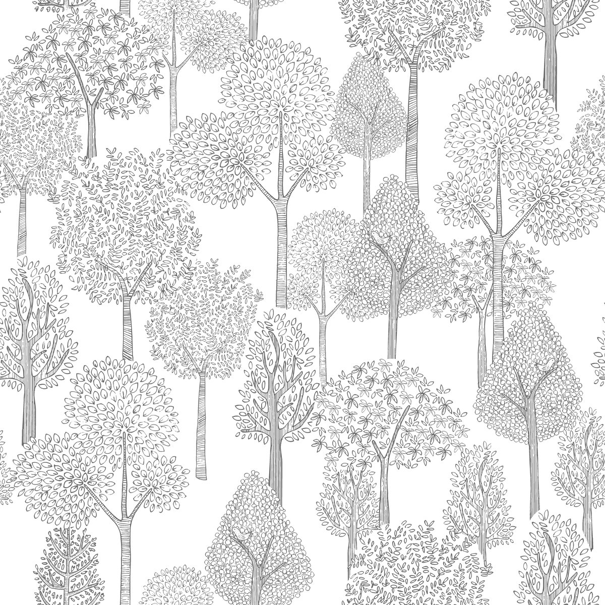 Treetops Grey Peel & Stick Wallpaper, by York Wall, 20' length x 1'8.5" width x 0.02" depth