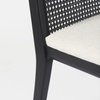 Clara Black Beech Wood with Cream Fabric Seat and Cane Back Armless Dining Chair, by Mercana, 18" length x 23" width x 33.75" height thumbnail 11