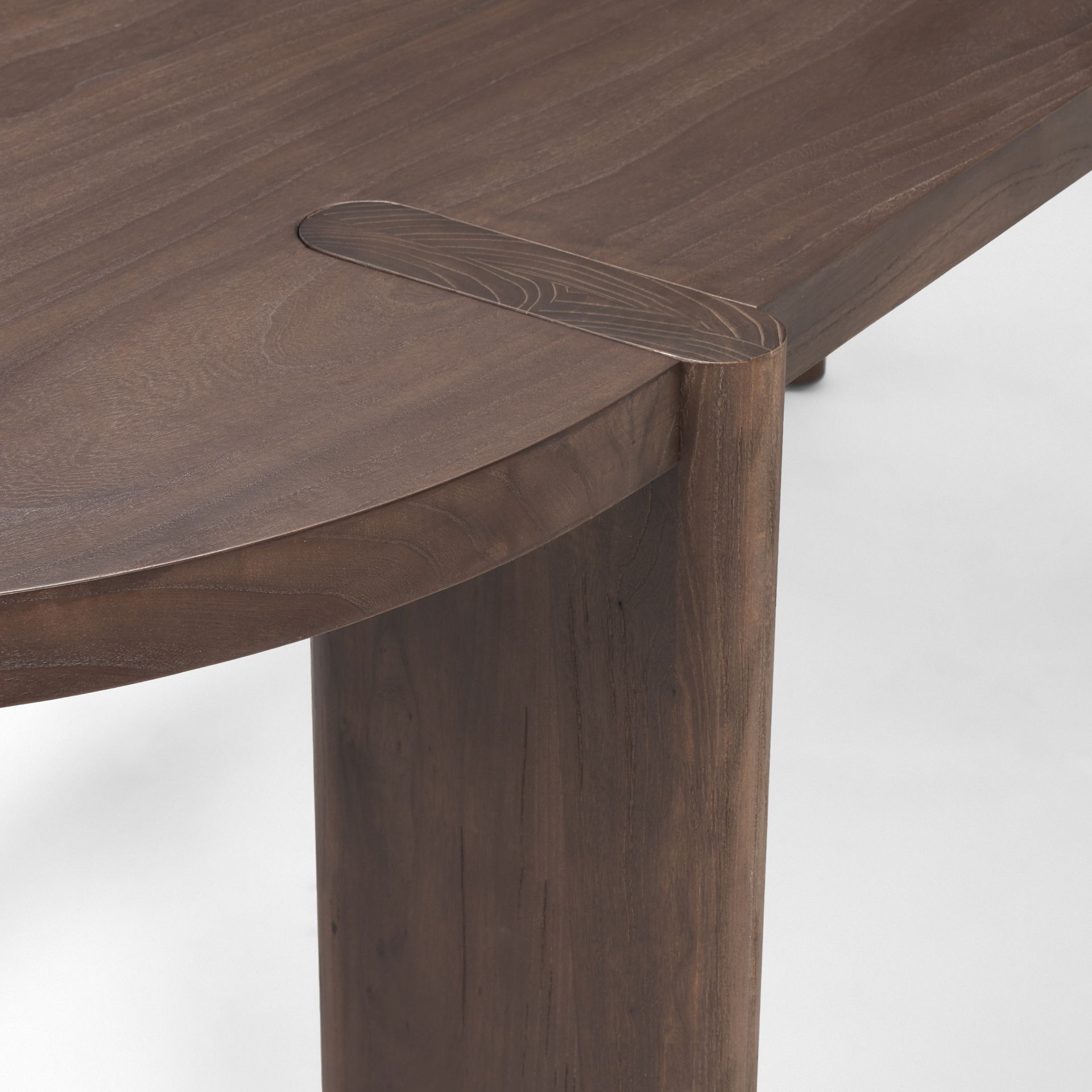Sohan Dark Elm Wood Oval Dining Table, by Mercana, 91" length x 38" width x 30" height View 8