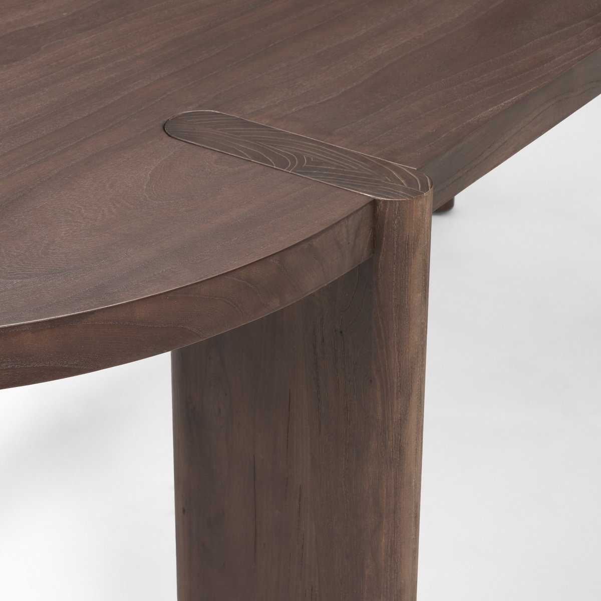 Sohan Dark Elm Wood Oval Dining Table, by Mercana, 91" length x 38" width x 30" height View 8