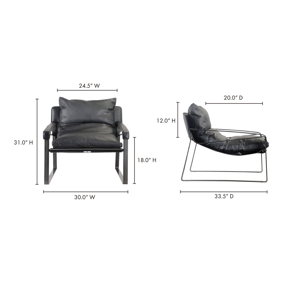 Connor Club Chair Black, Accent Chair by Moe's Home, 30" width x 31" height x 33.5" depth View 11
