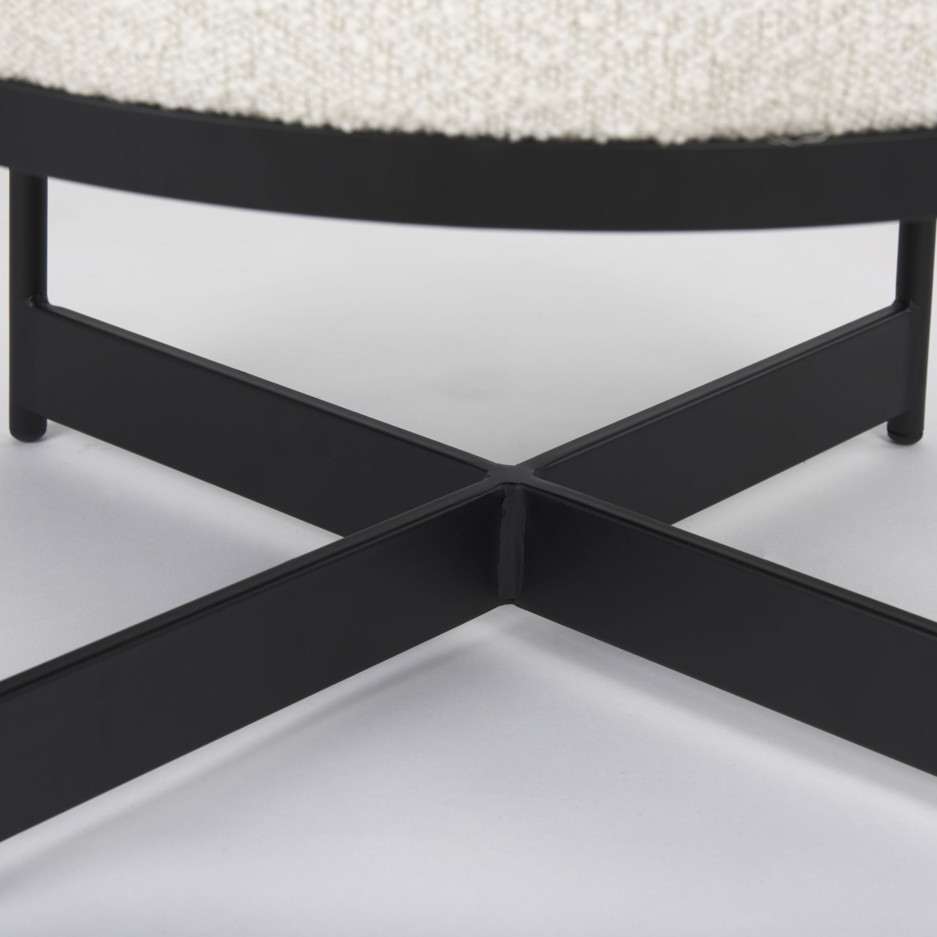 Amelia Cream Boucle with Black Metal Upholstered Pouf large image 