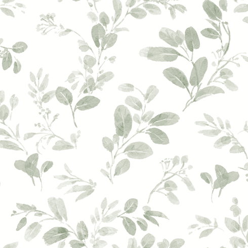 Dancing Leaves Green Peel & Stick Wallpaper