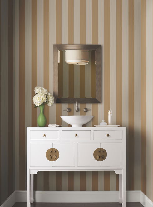Wide Two-Color Stripe Metallic Wallpaper