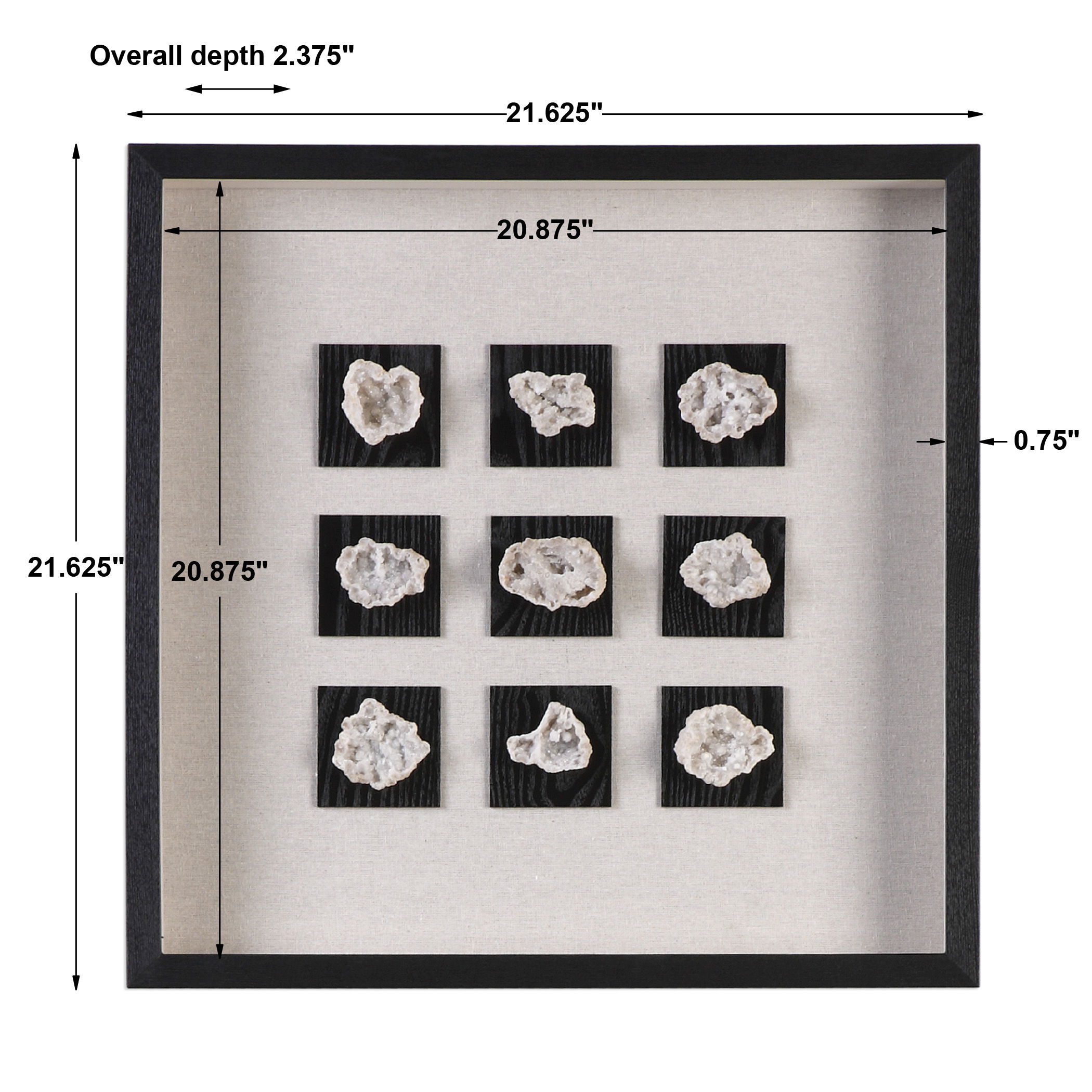 Geode Linen Shadow Box, Sculptural Wall Art by Uttermost, 21.62" width x 21.62" height x 2.37" depth View 3