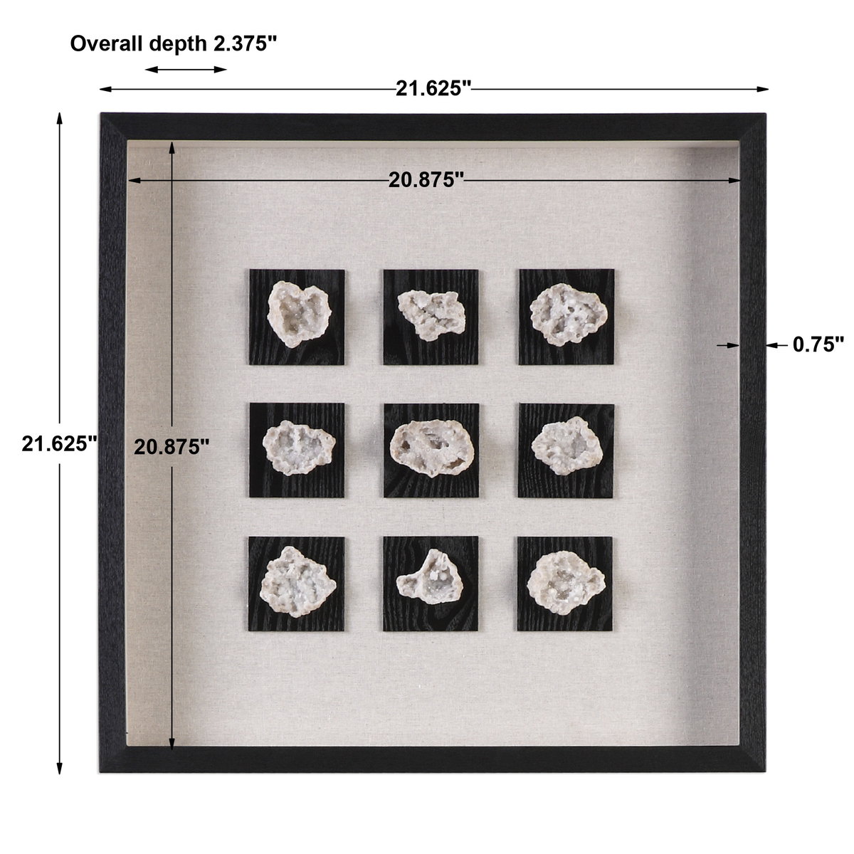 Geode Linen Shadow Box, Sculptural Wall Art by Uttermost, 21.62" width x 21.62" height x 2.37" depth View 3