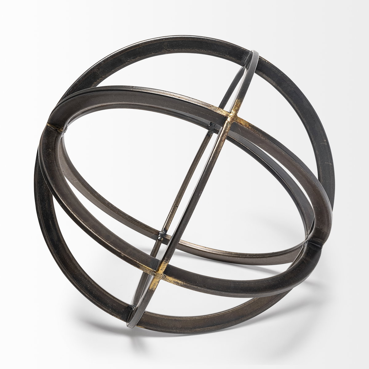 Galenna III (Large) 10L x 10W Black Metal Circular Decorative Orb, Decorative Object by Mercana, 10" length x 10.04" width x 10.04" height View 4
