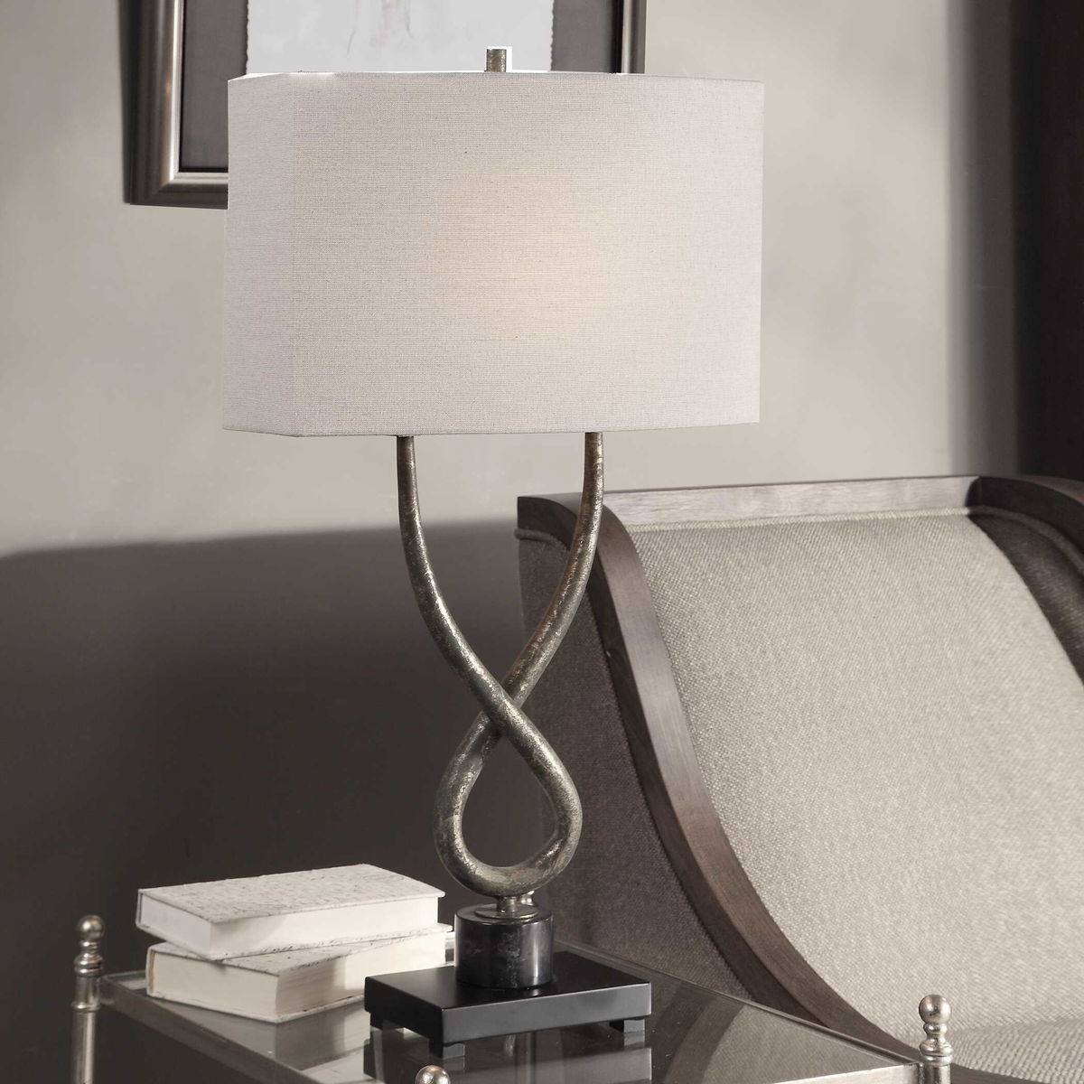 Talema Aged Silver Lamp, Table Lamp by Uttermost, 17" width x 30.25" height x 9" depth View 2