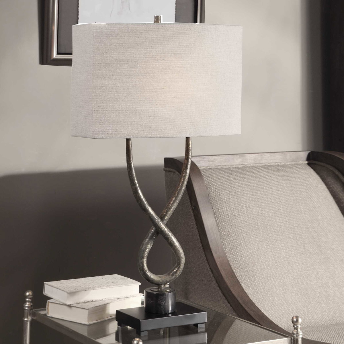 Talema Aged Silver Lamp, Table Lamp by Uttermost, 17" width x 30.25" height x 9" depth View 2