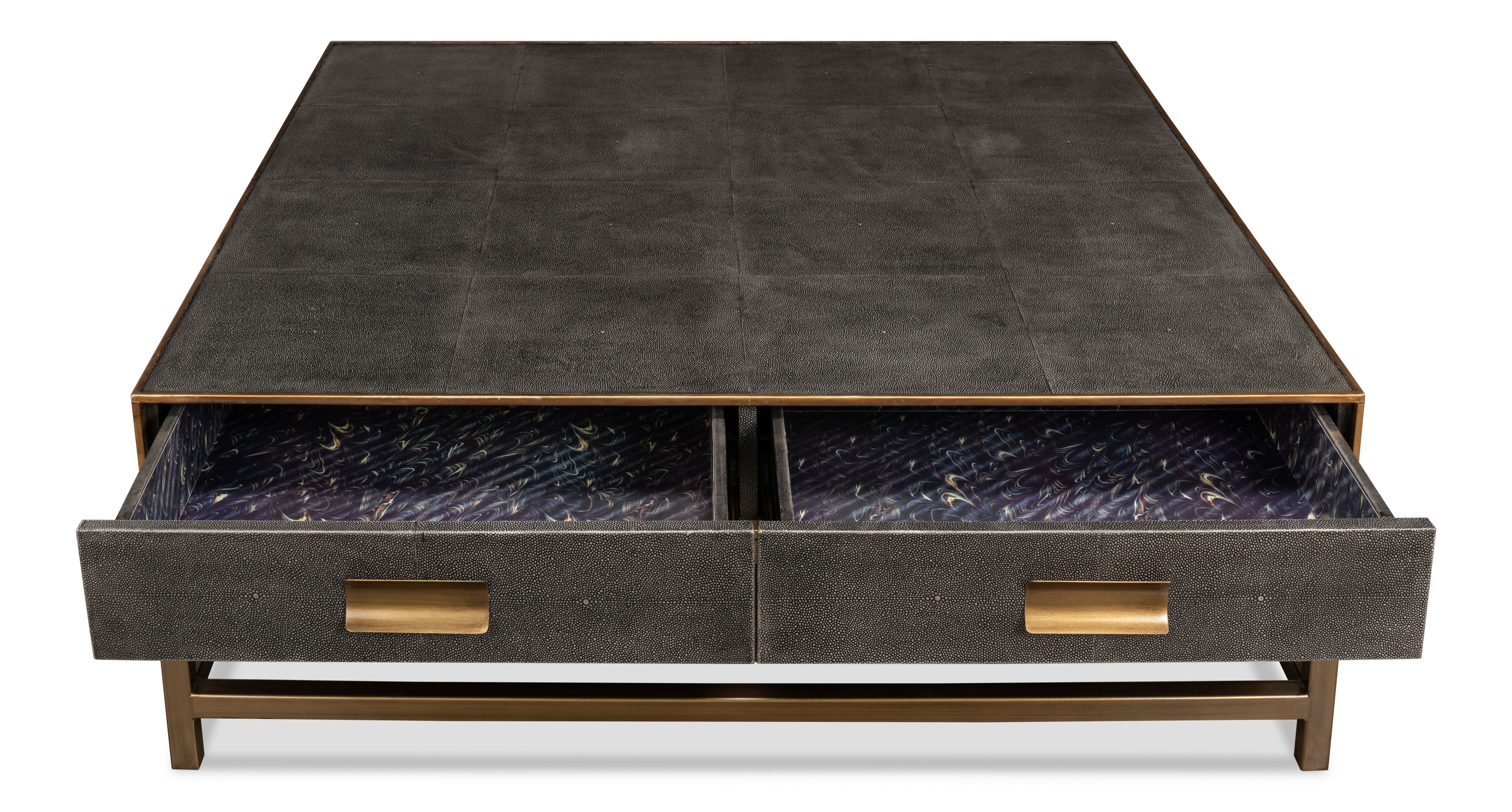 Gideon Shagreen Sq.Coffee Table,Ant.Grey, by Sarreid, 48" length x 48" width x 17" height View 22
