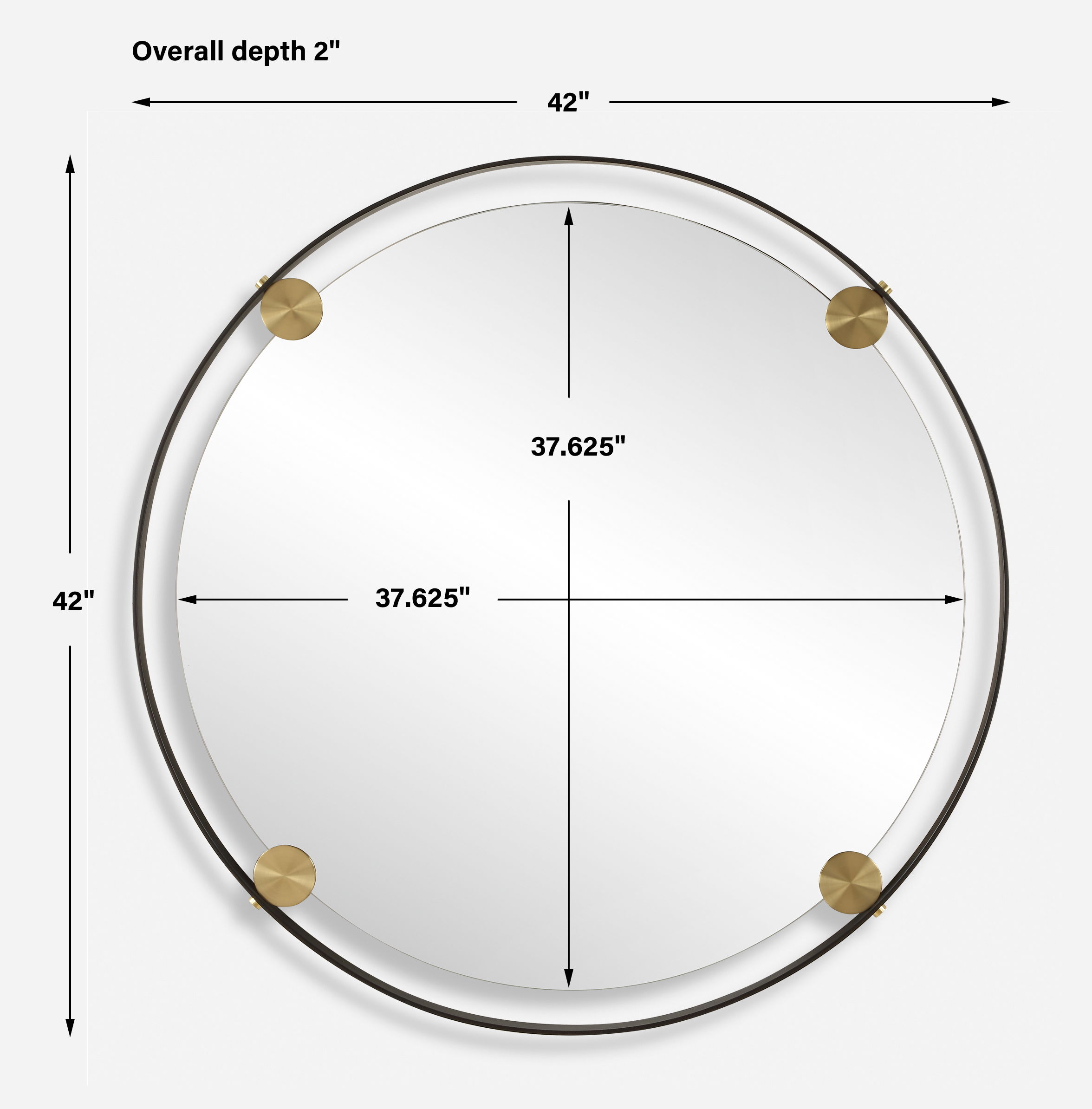 Radius Round Bronze Iron Mirror, by Uttermost, 42" width x 42" height x 2" depth View 3