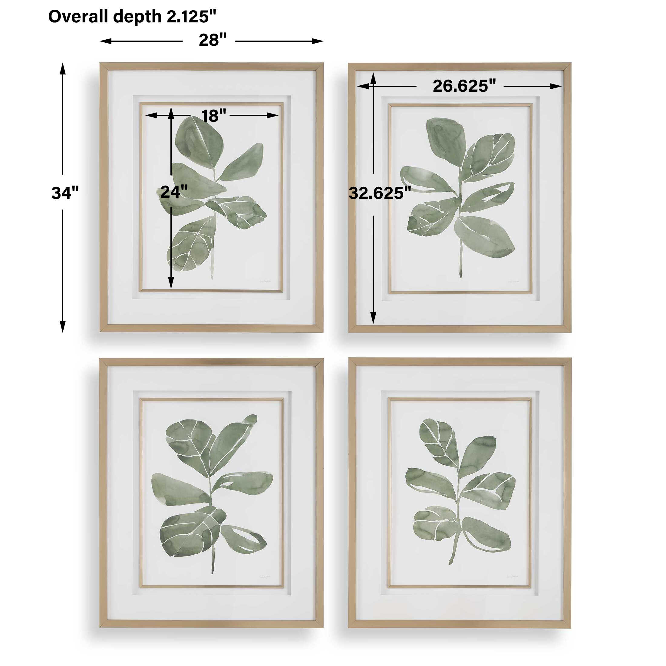 Fiddle Head Leaf Botanical Prints Set/4 large image 