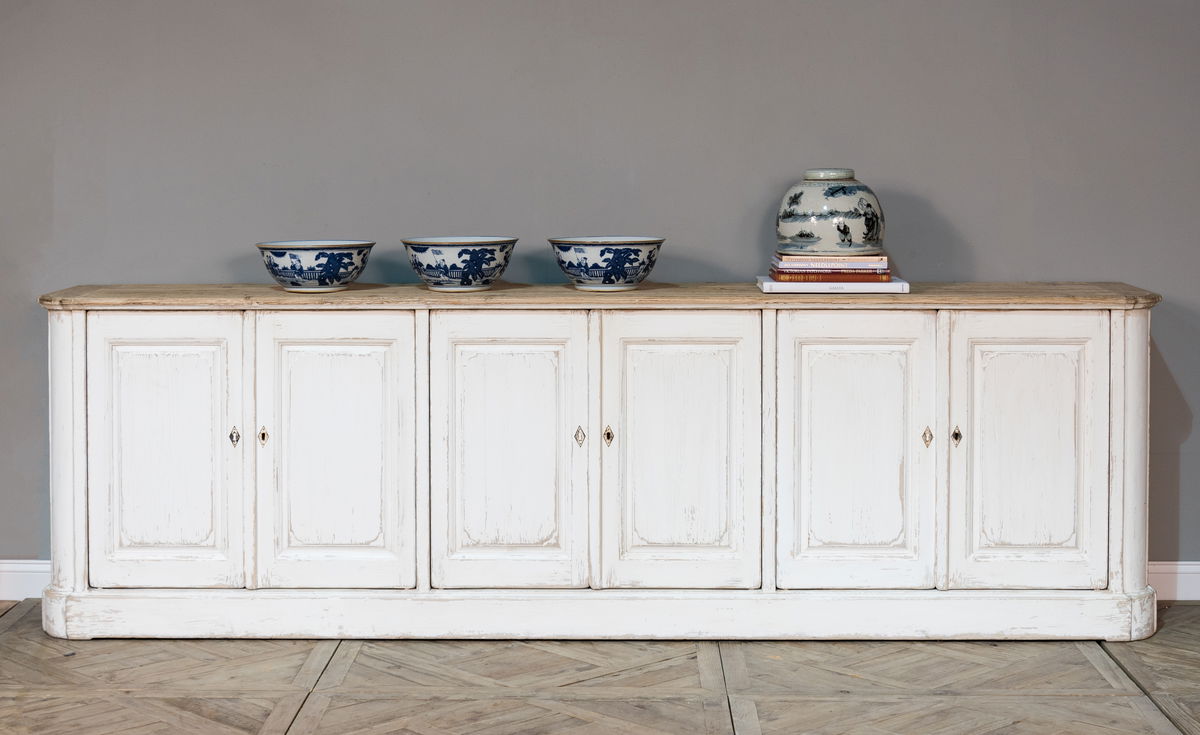 Antique Whitewash Sideboard  6 Door, by Sarreid, 1'8" length x 9'11" width x 3' height View 19