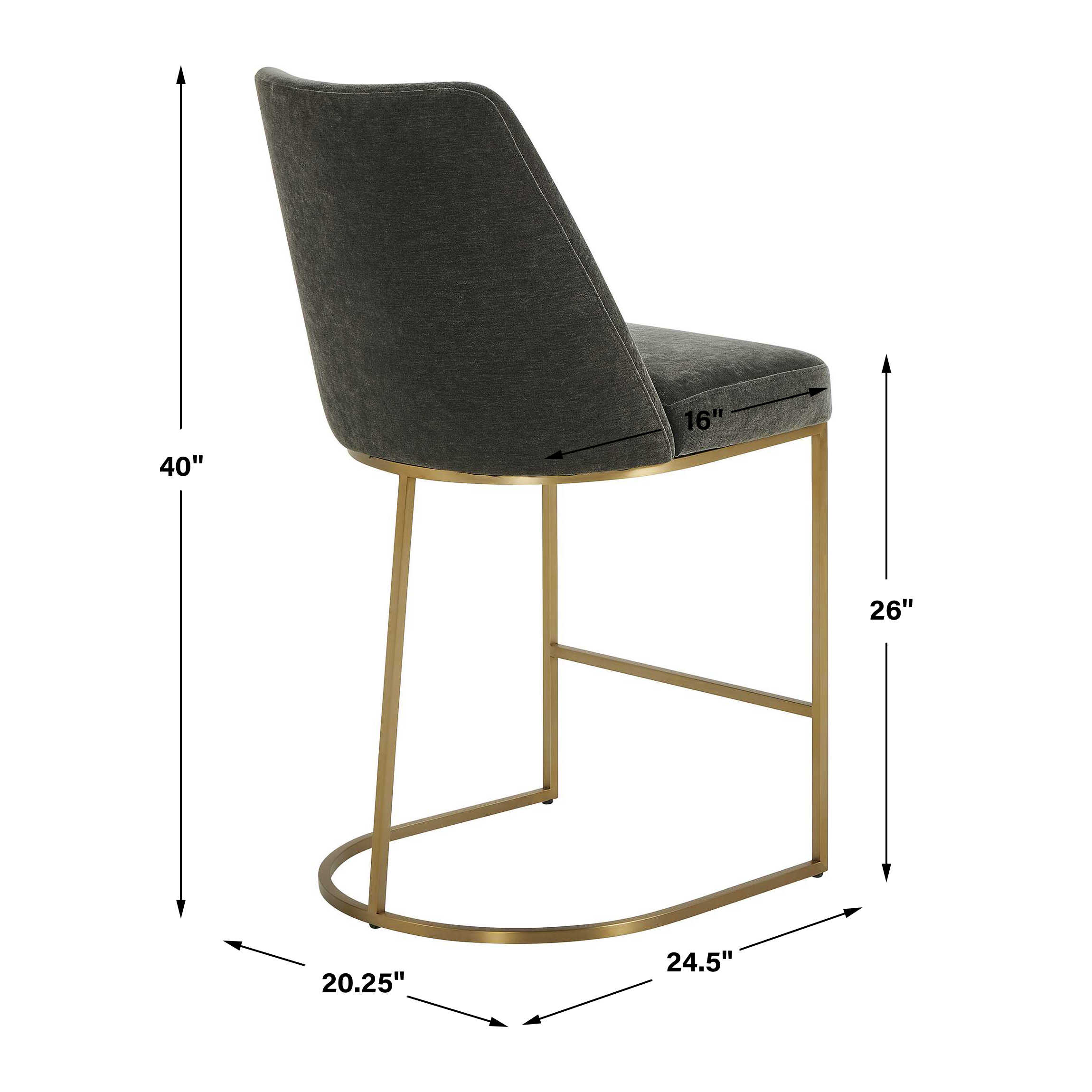 Hanni Charcoal Counter Stool, Furniture by Uttermost, 20.25" width x 40" height x 24.5" depth View 3