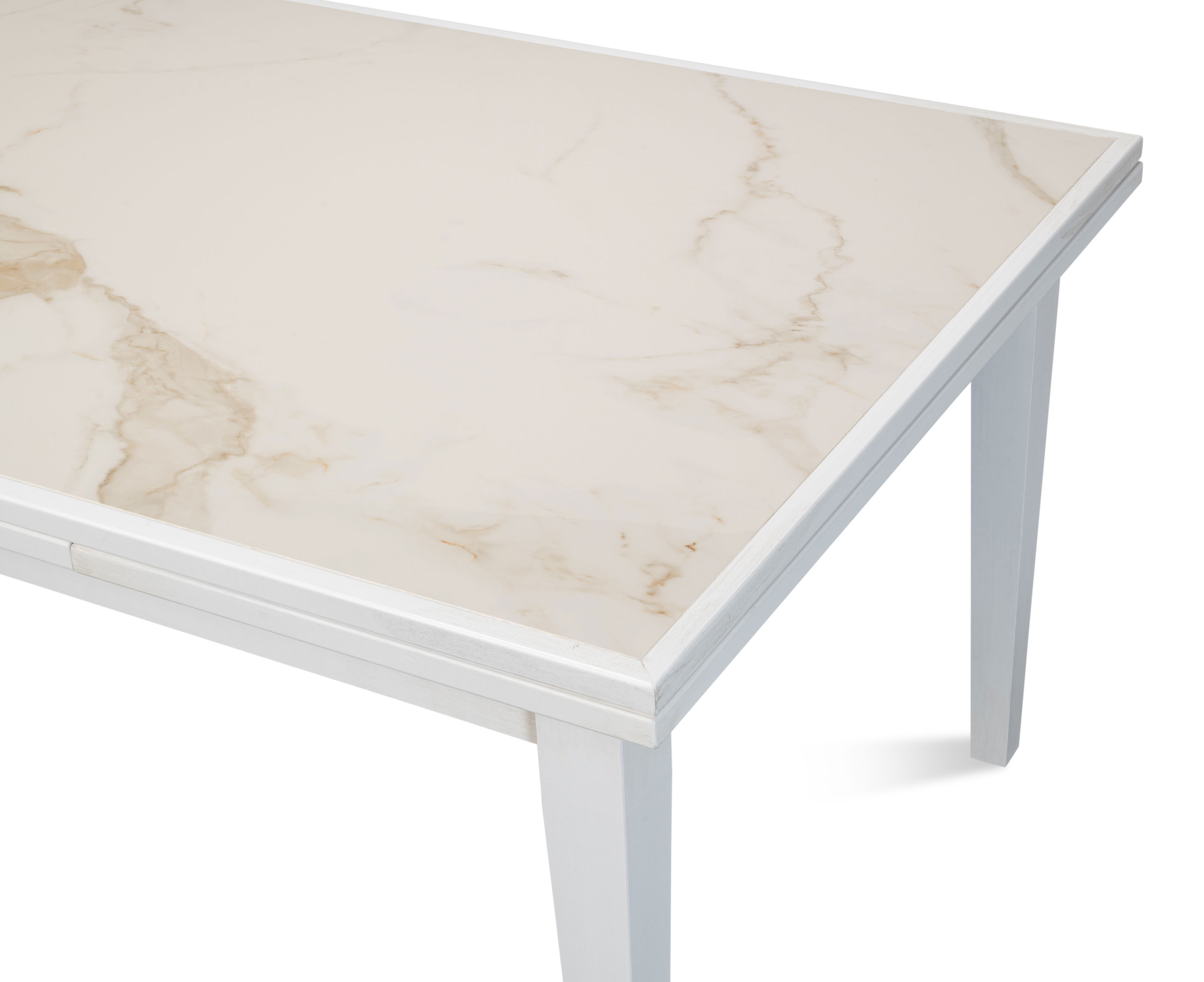 Rect. Extension Dining Table, White, by Sarreid, 81" length x 41" width x 2" height View 5