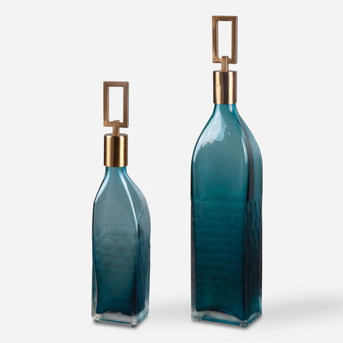 Annabella Teal Glass Bottles Set/2