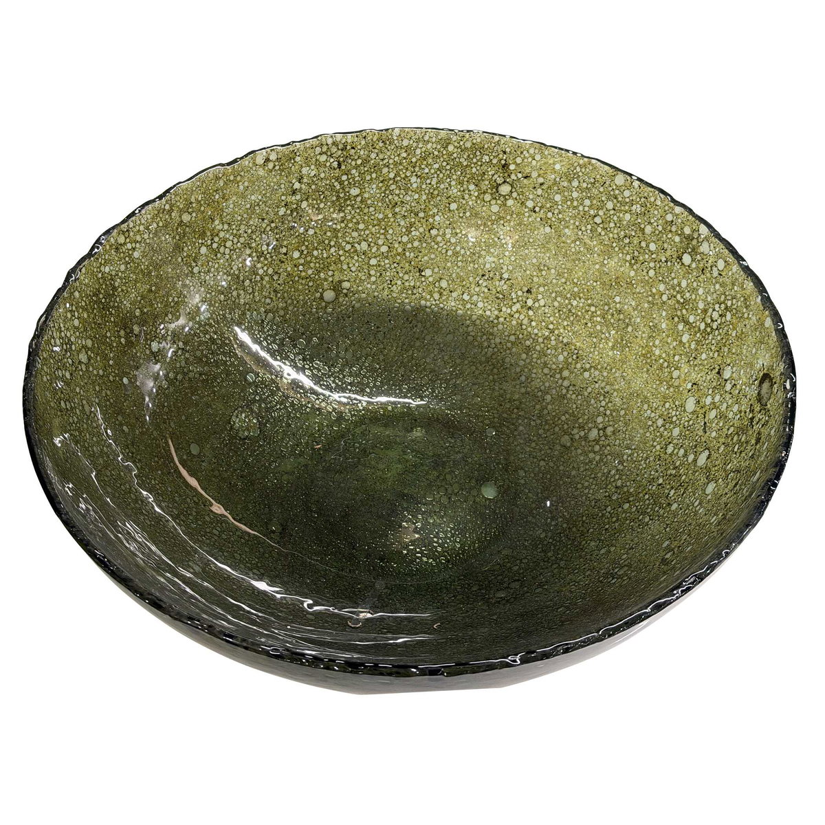 Veridian Shimmer Earthy Glass Bowl, Decorative Tray by Uttermost, 16" width x 6" height x 16" depth View 5