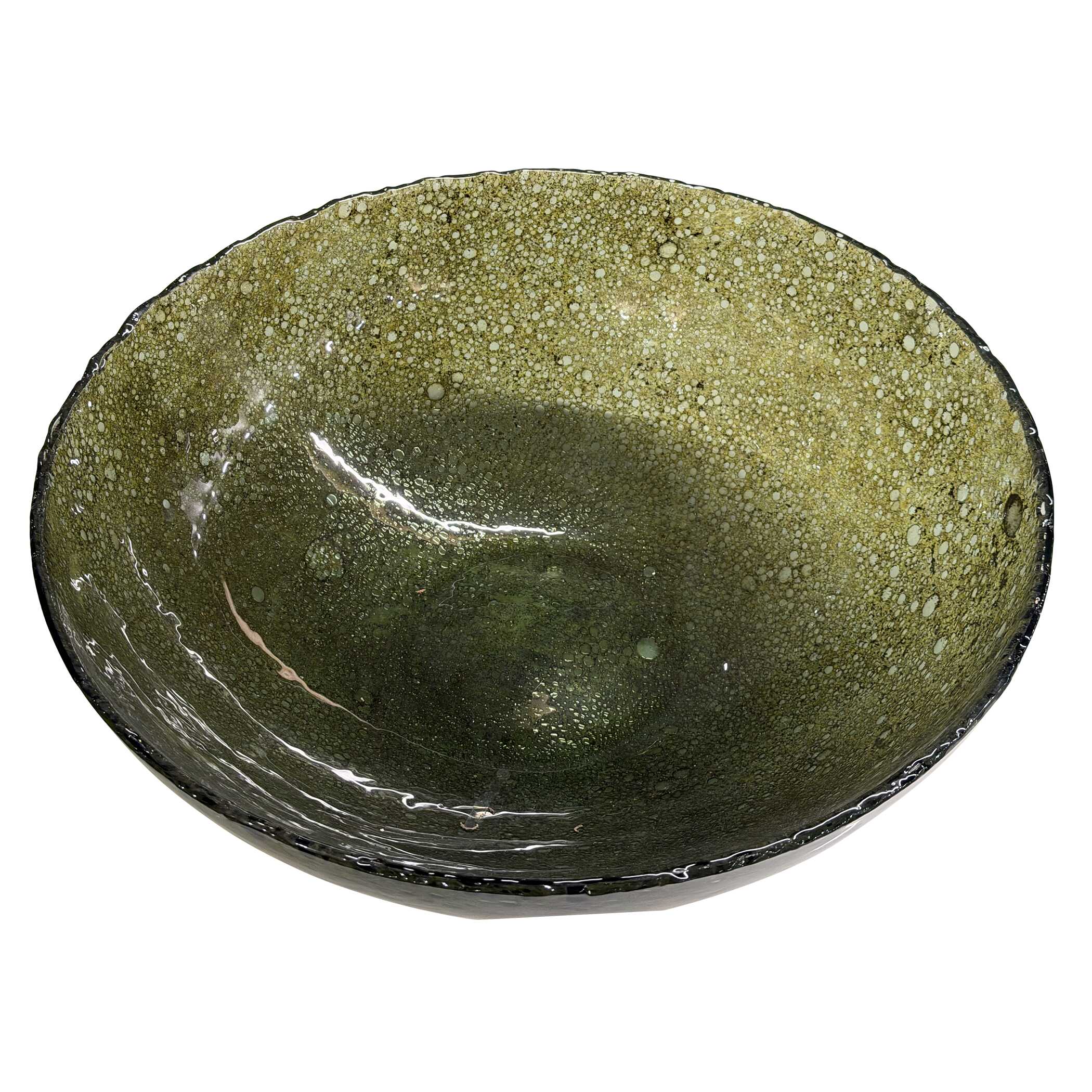 Veridian Shimmer Earthy Glass Bowl, Decorative by Uttermost, 16" width x 6" height x 16" depth View 5