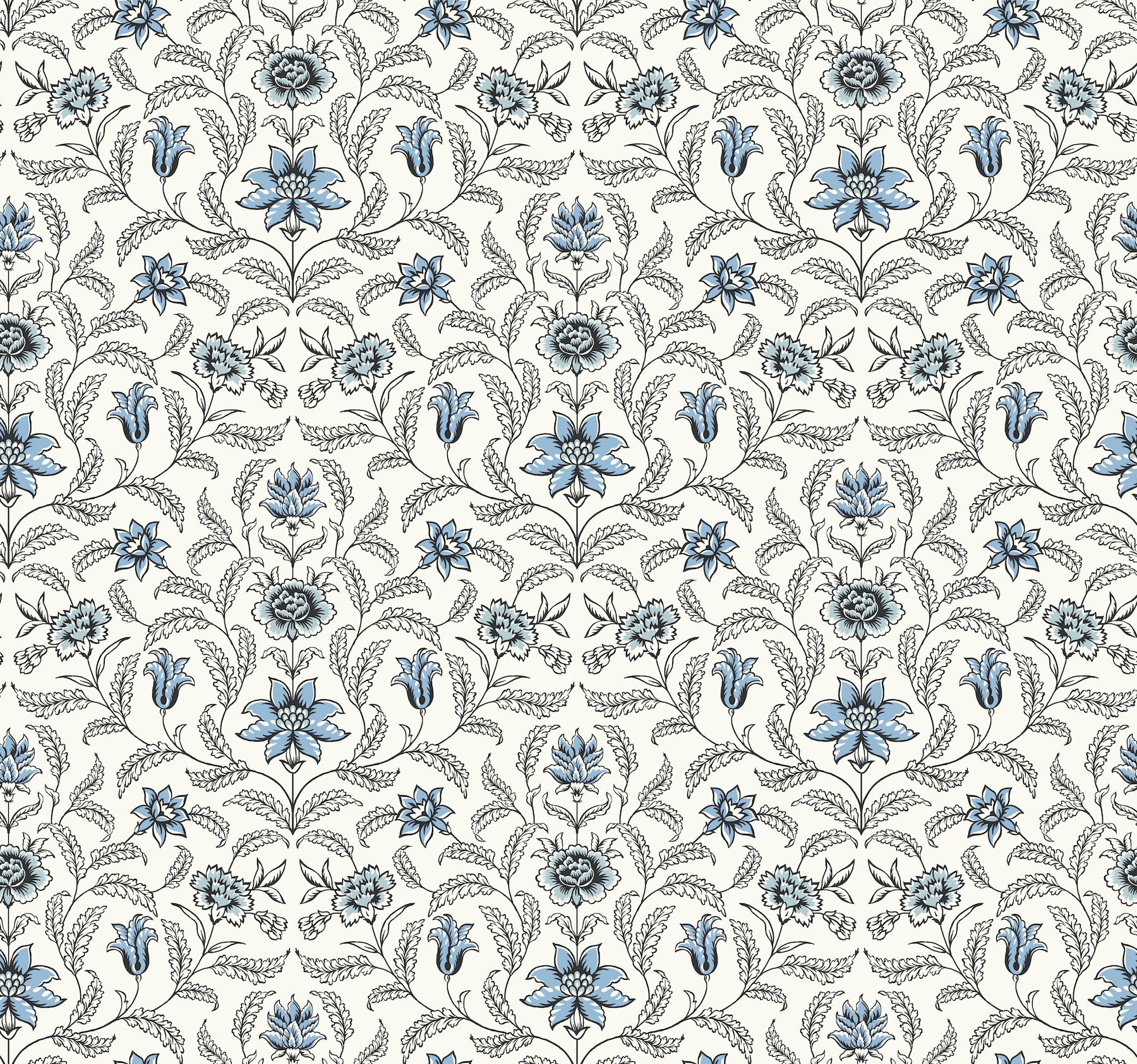 Vintage Blooms Blue Wallpaper, by York Wall, 27' length x 2'3" width x 0.02" depth View 1