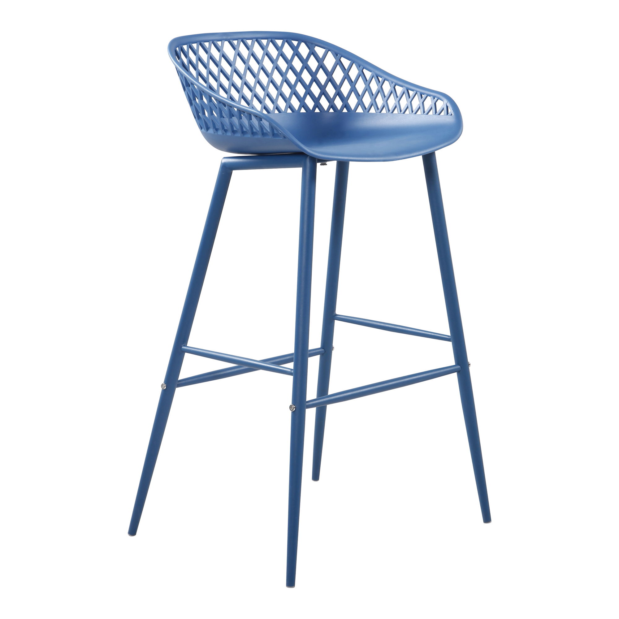 Piazza Outdoor Barstool Blue - Set Of Two, Outdoor Chair by Moe's Home, 1'7.29" width x 3'1.2" height x 1'7.68" depth View 7