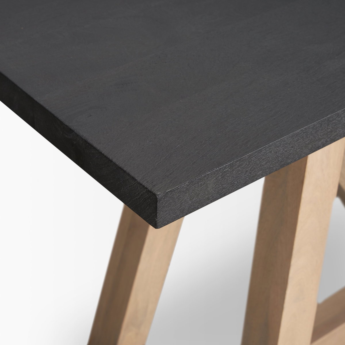 Rialto Two-Toned Black and Brown Wood Angular Leg Console Table, by Mercana, 70" length x 18" width x 30" height View 6
