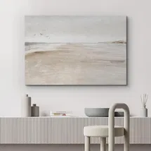 Online Designer Bedroom Minimal Landscape Sandy Beach Coastal Abstract Seascape Minimalist Neutral Decor Large Framed Canvas Print Wall Art