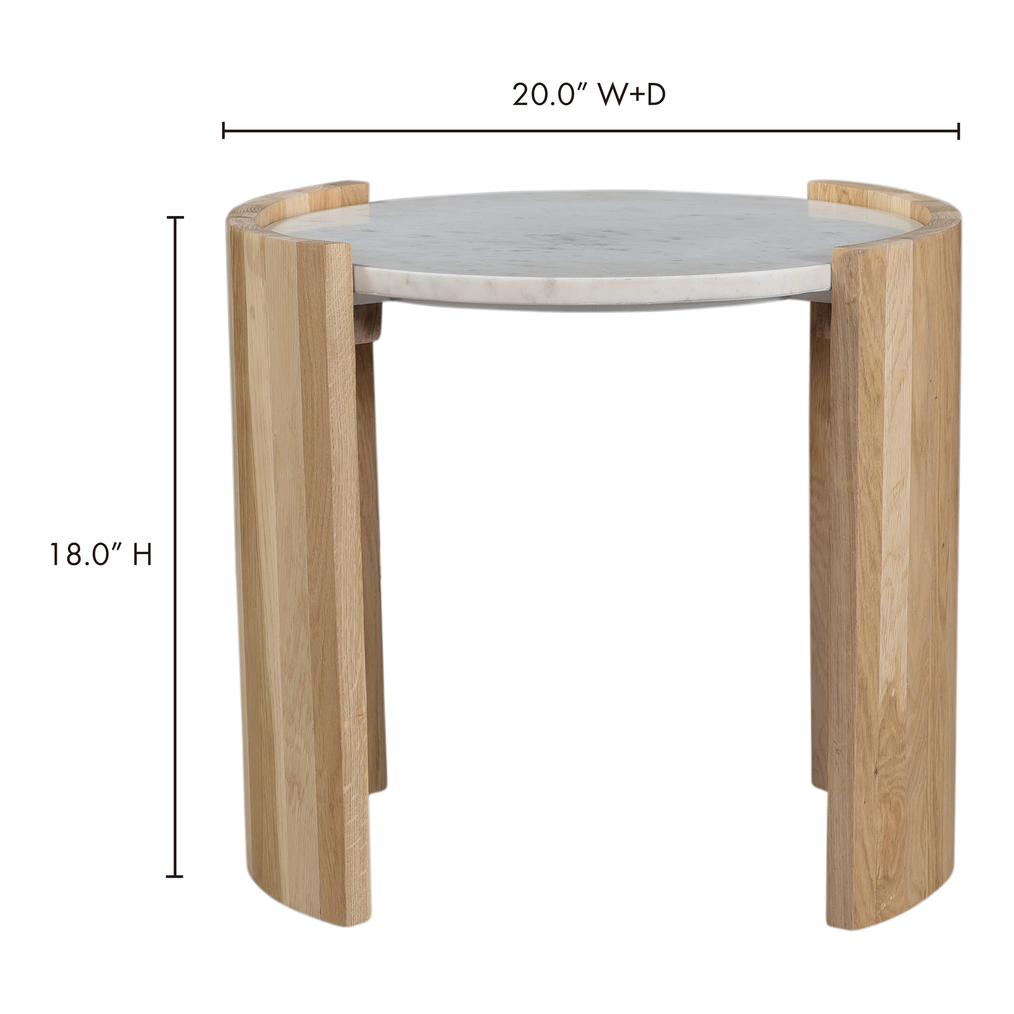 Dala Side Table White, Side & End Table by Moe's Home, 20" width x 18.5" height x 18.5" depth View 7