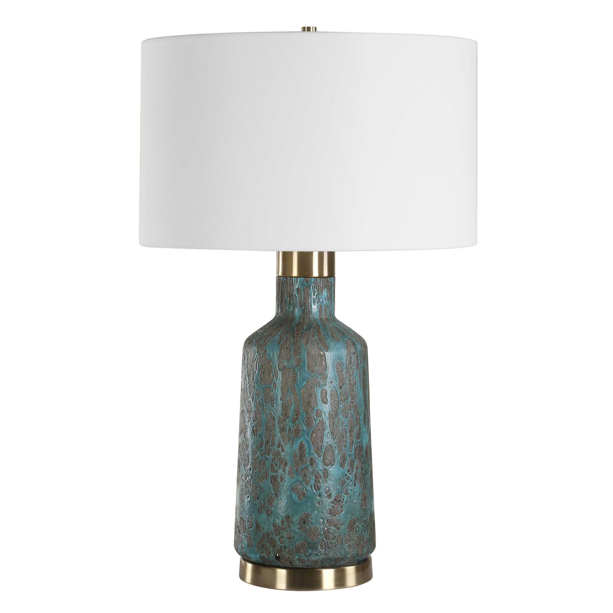 Dauphine Cracked Teal Table Lamp large image 