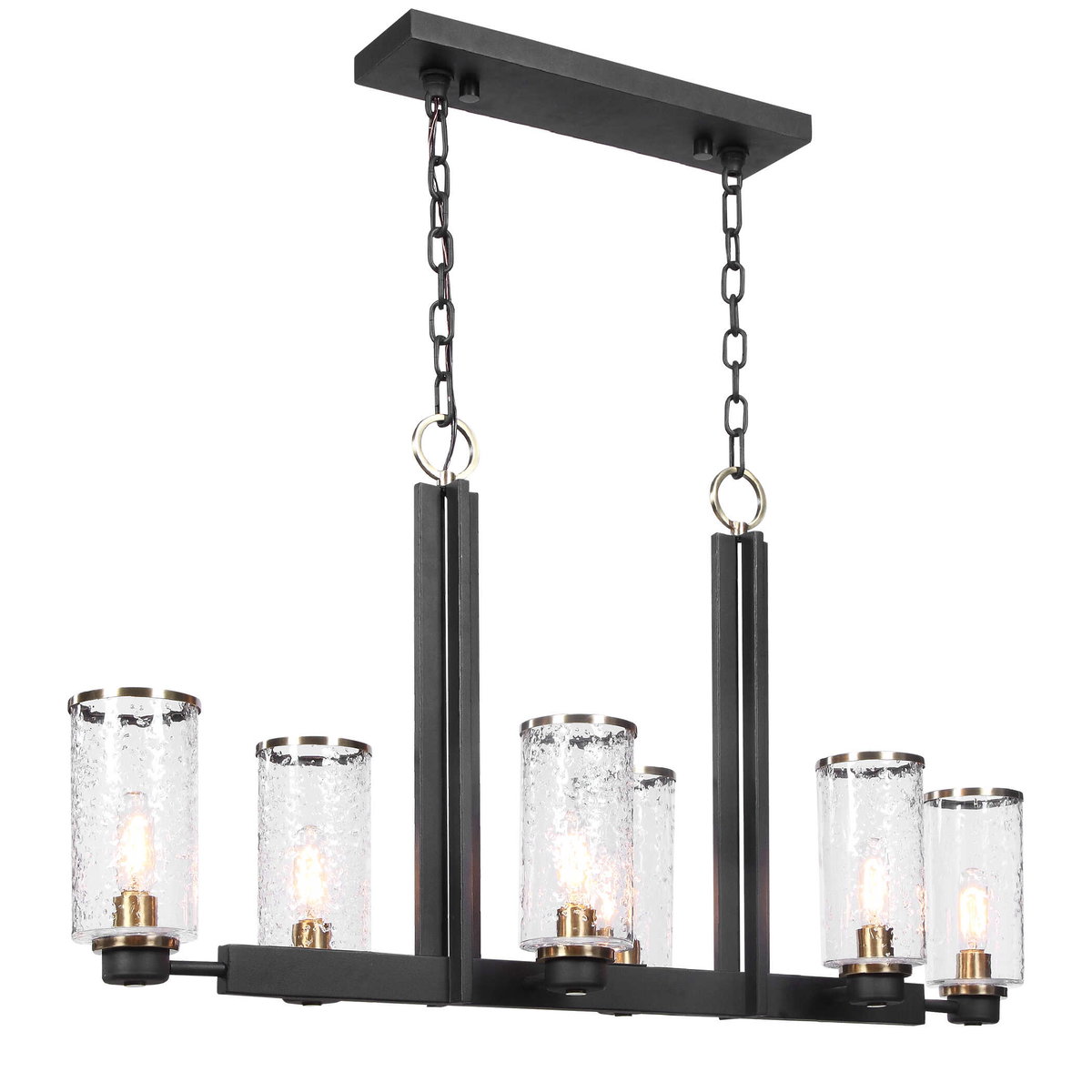 Jarsdel 6 Light Industrial Island Light, Pendant by Uttermost, 44.5" width x 25" height x 11.5" depth View 6
