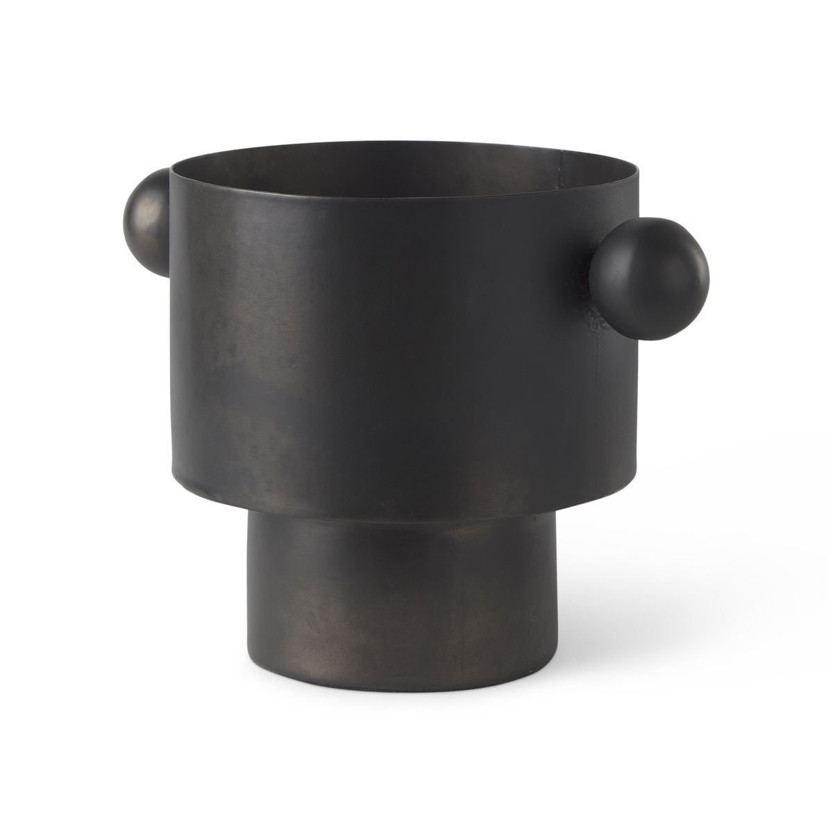 Juno 6.5H Medium Black Iron Vase, by Mercana, 8.5" length x 6" width x 6.5" height View 1