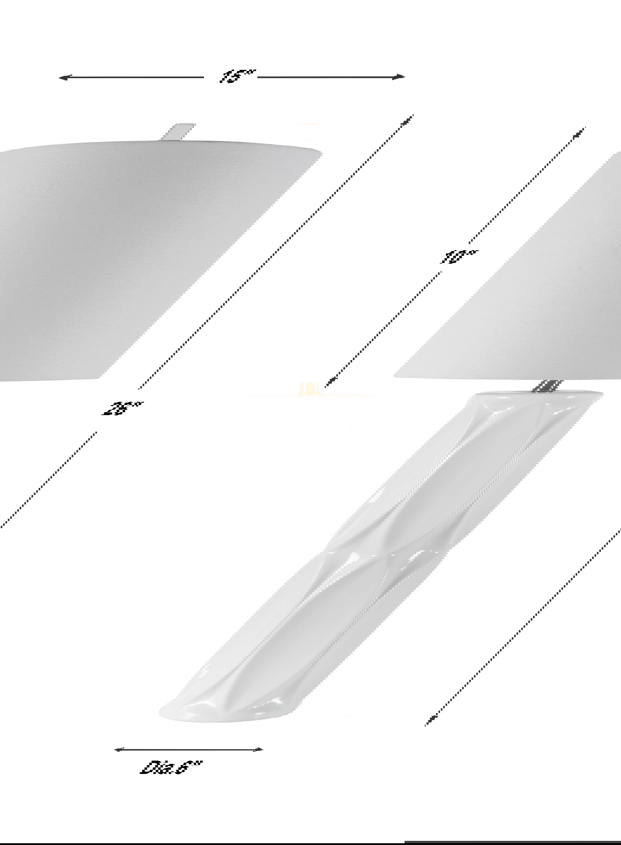 Sinclair White Table Lamp, by Uttermost, 15" width x 26" height x 15" depth View 3