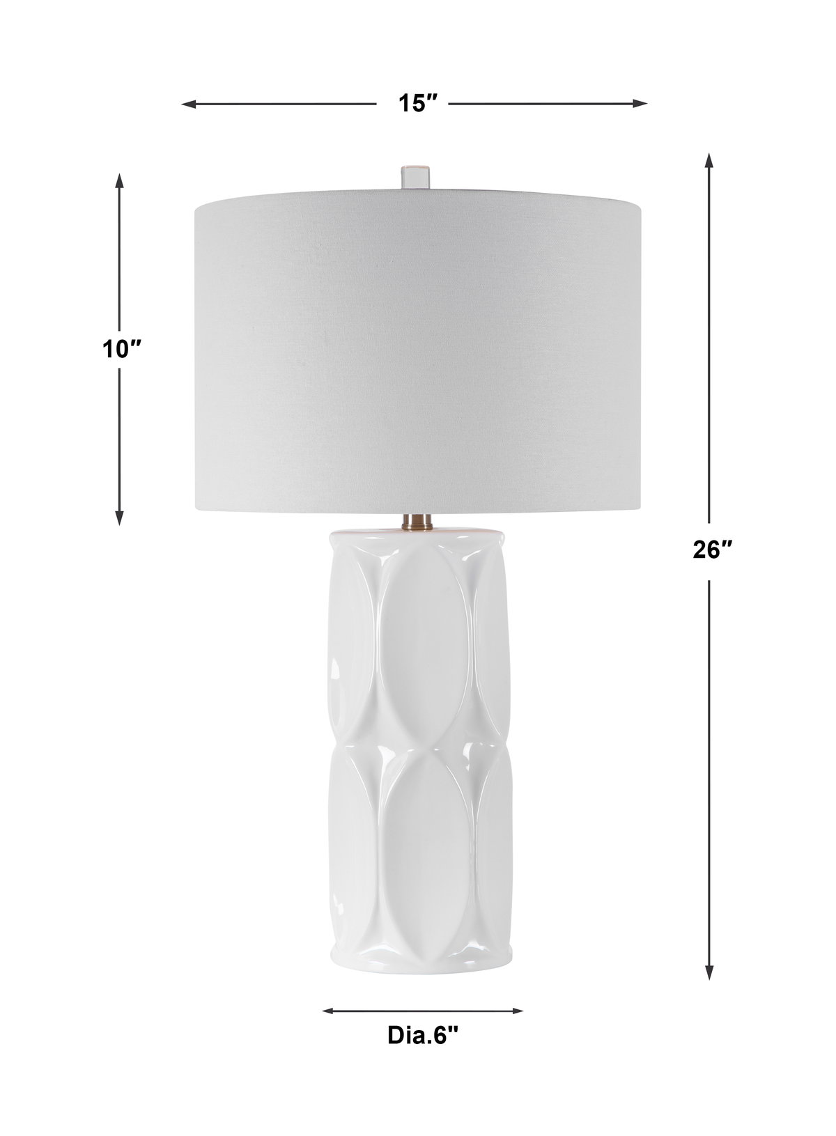 Sinclair White Table Lamp, by Uttermost, 15" width x 26" height x 15" depth View 3