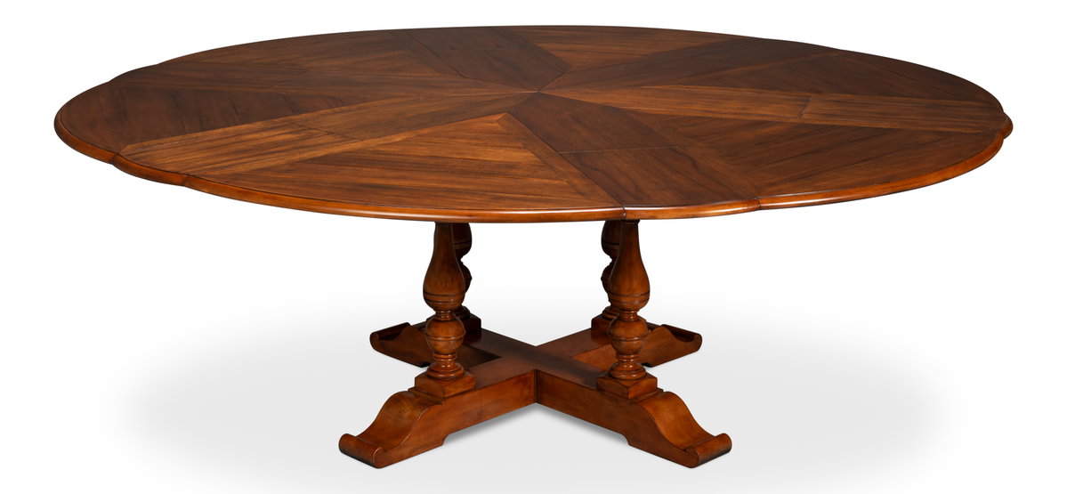 Walnut Jupe Dining Table  Ex-Large, by Sarreid, 6'8" length x 6'8" width x 2'6" height View 11
