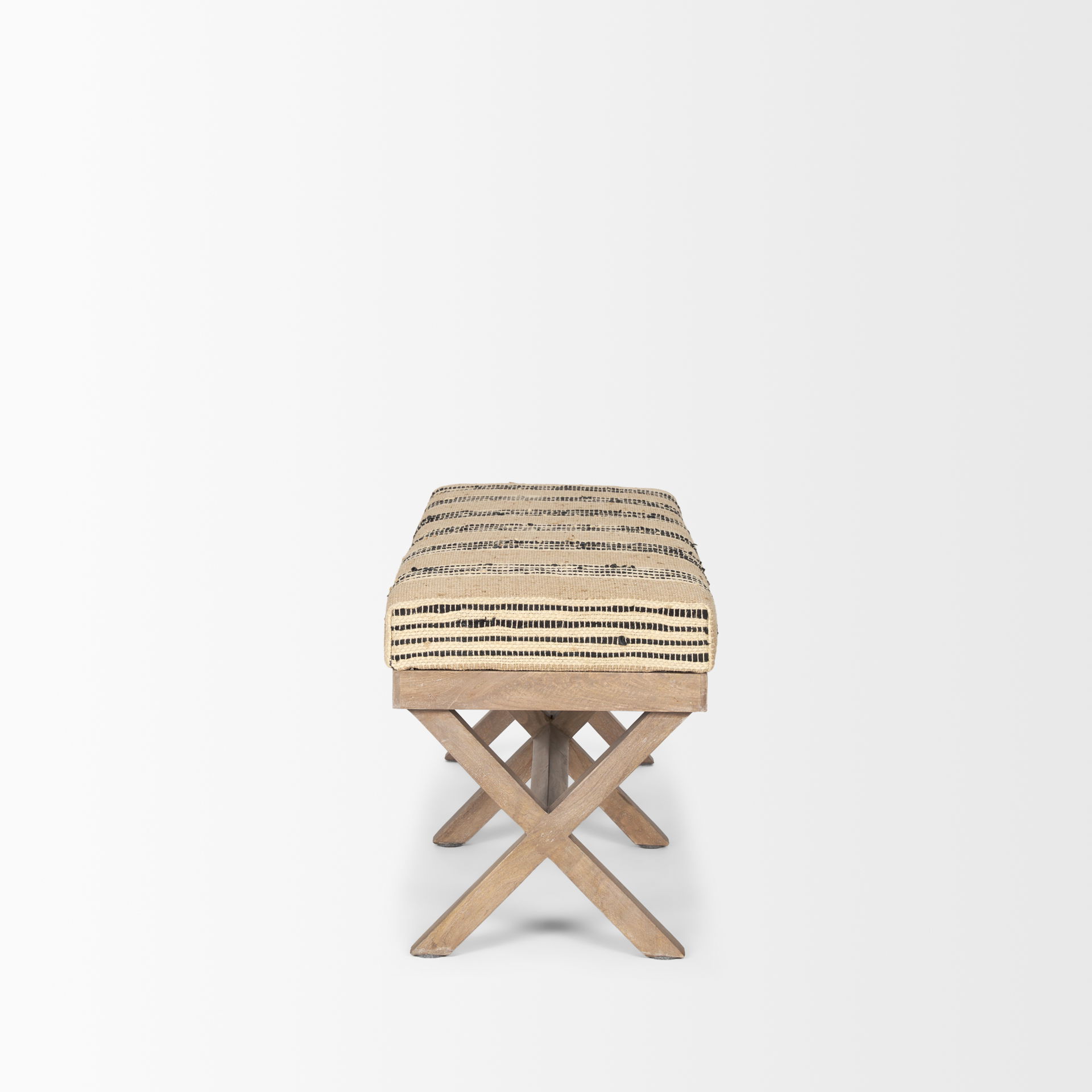 Solis 50L x 16W Brown Base Upholstered Beige/Black Stripe Seat Accent Bench, Benche by Mercana, 50" length x 15.75" width x 18.75" height View 5