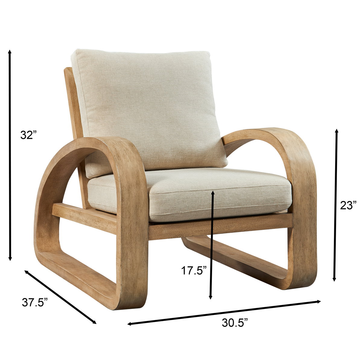 Barbora Wooden Accent Chair, by Uttermost, 30.5" width x 32" height x 37.5" depth View 3