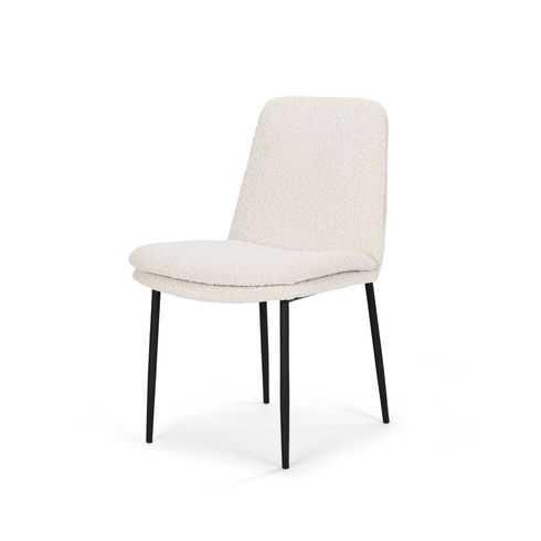 Eve Dining Chair with Cream Boucle Fabric & Matte Black Metal