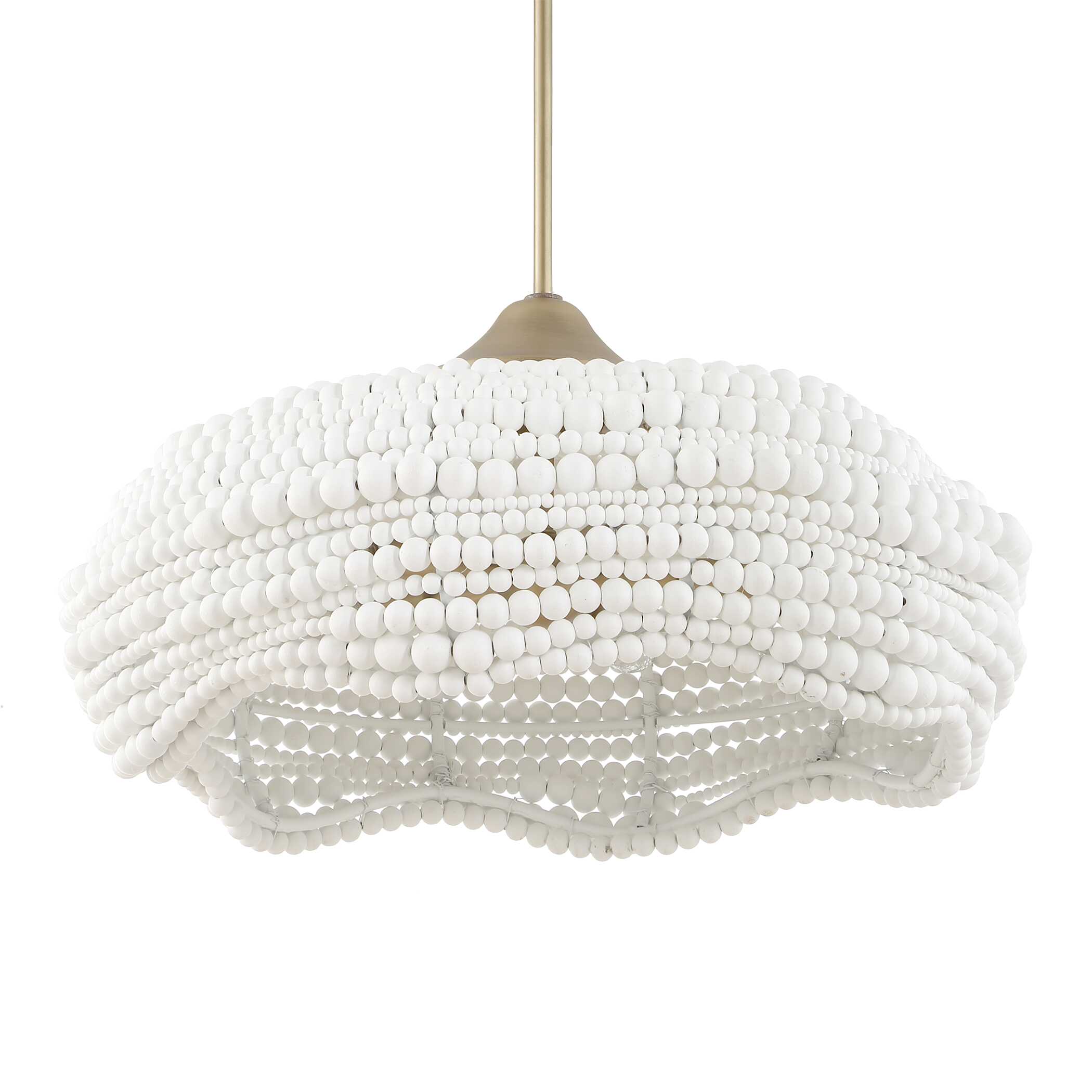Biddeford 5 Light White Beaded Pendant, Ceiling Light by Uttermost, 24" width x 11.5" height x 24" diameter View 6