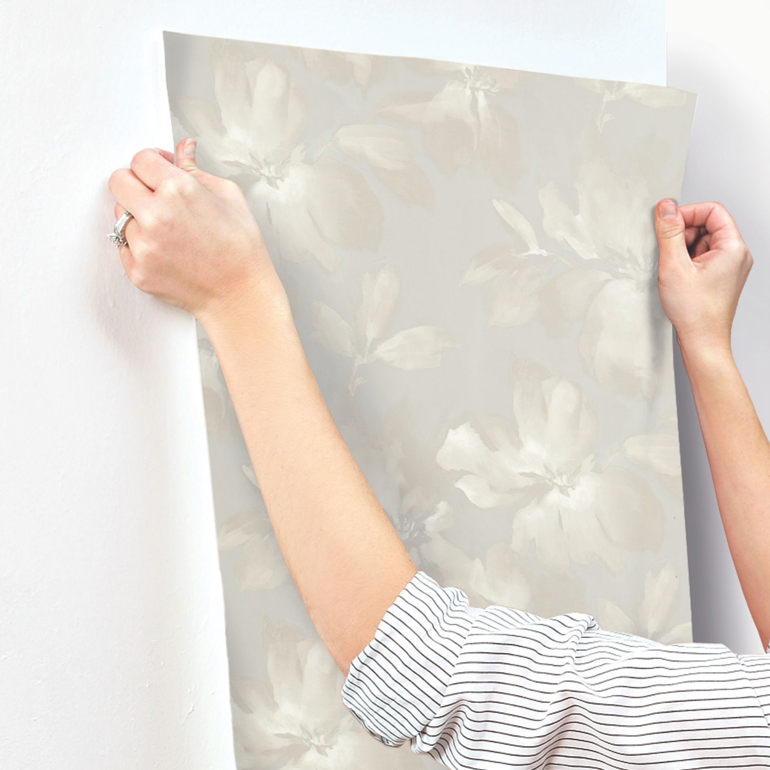 Midnight Blooms Grey Wallpaper large image 