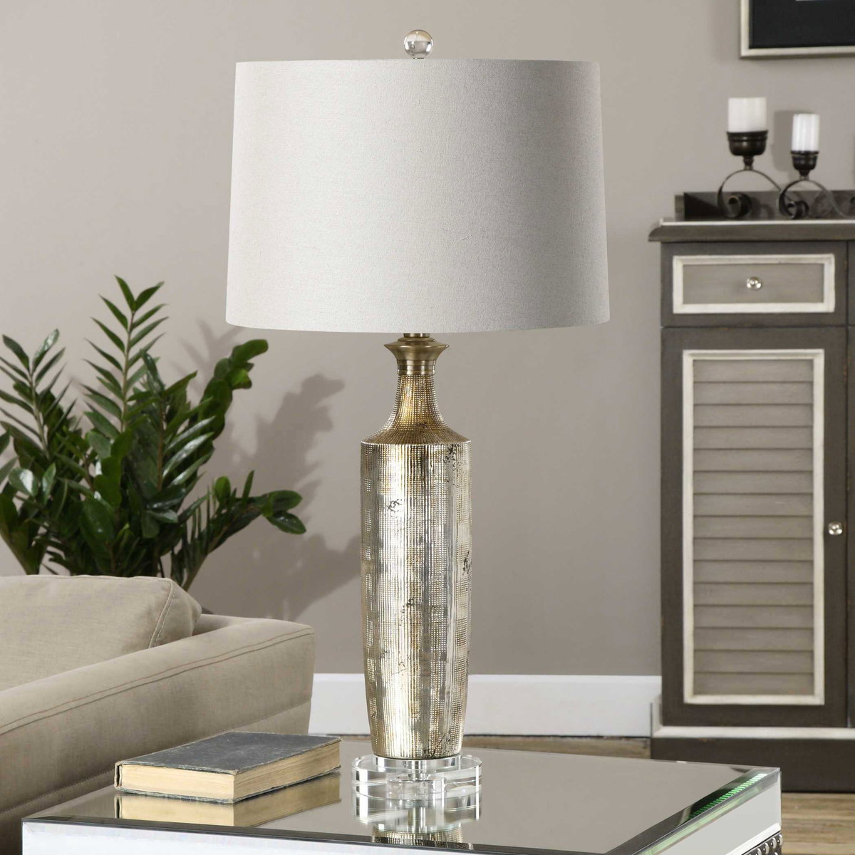 Valdieri Metallic Bronze Lamp, by Uttermost, 1'2" width x 2'5.5" height x 1'3" depth View 2
