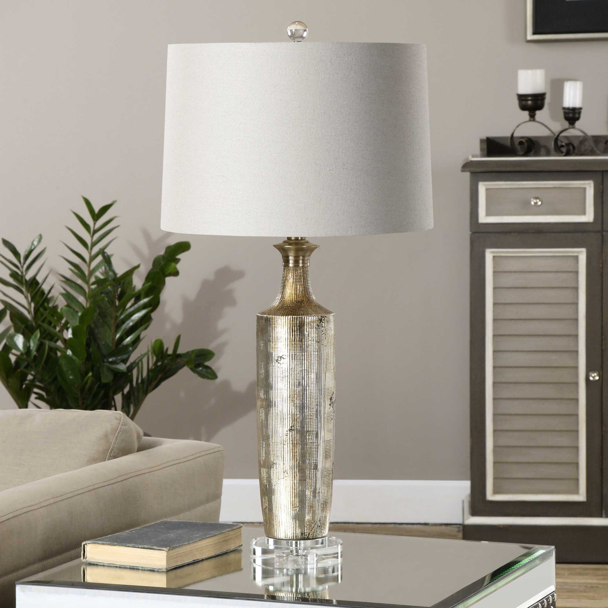 Valdieri Metallic Bronze Lamp, by Uttermost, 14" width x 29.5" height x 15" depth View 2