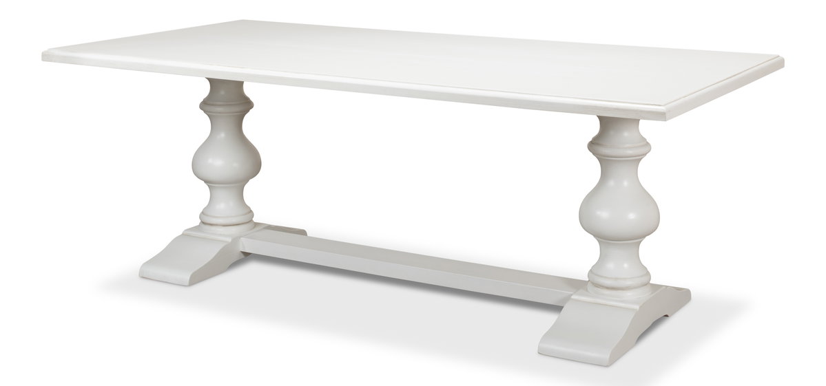 Lionisio Trestle Table  Cortina White, by Sarreid, 3'5" length x 7' width x 2'6" height View 1