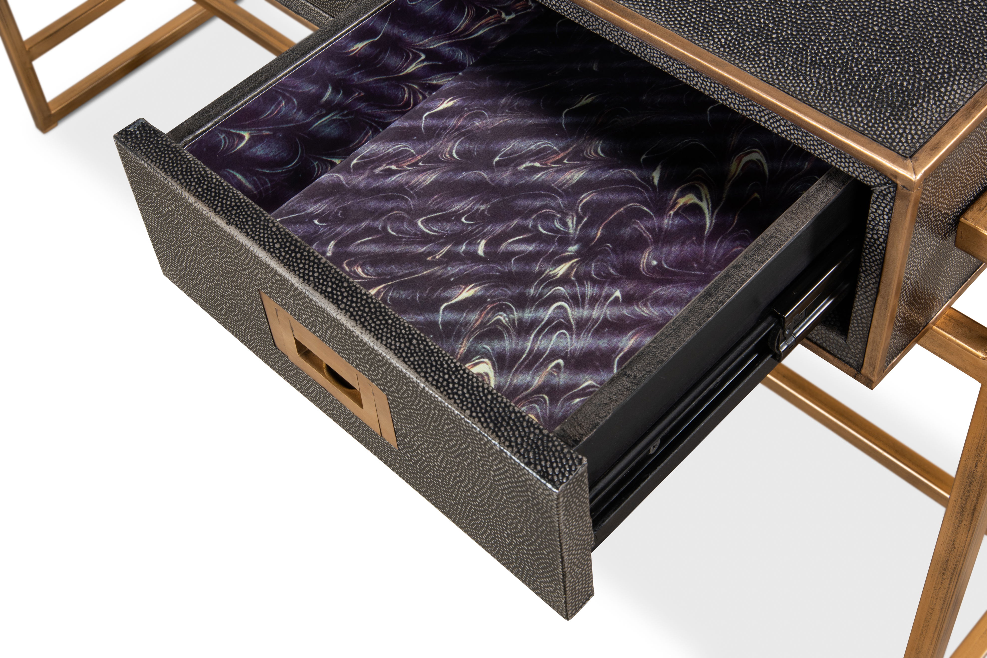 Grey Leather Shagreen Desk, by Sarreid, 49" length x 22" width x 31" height View 4