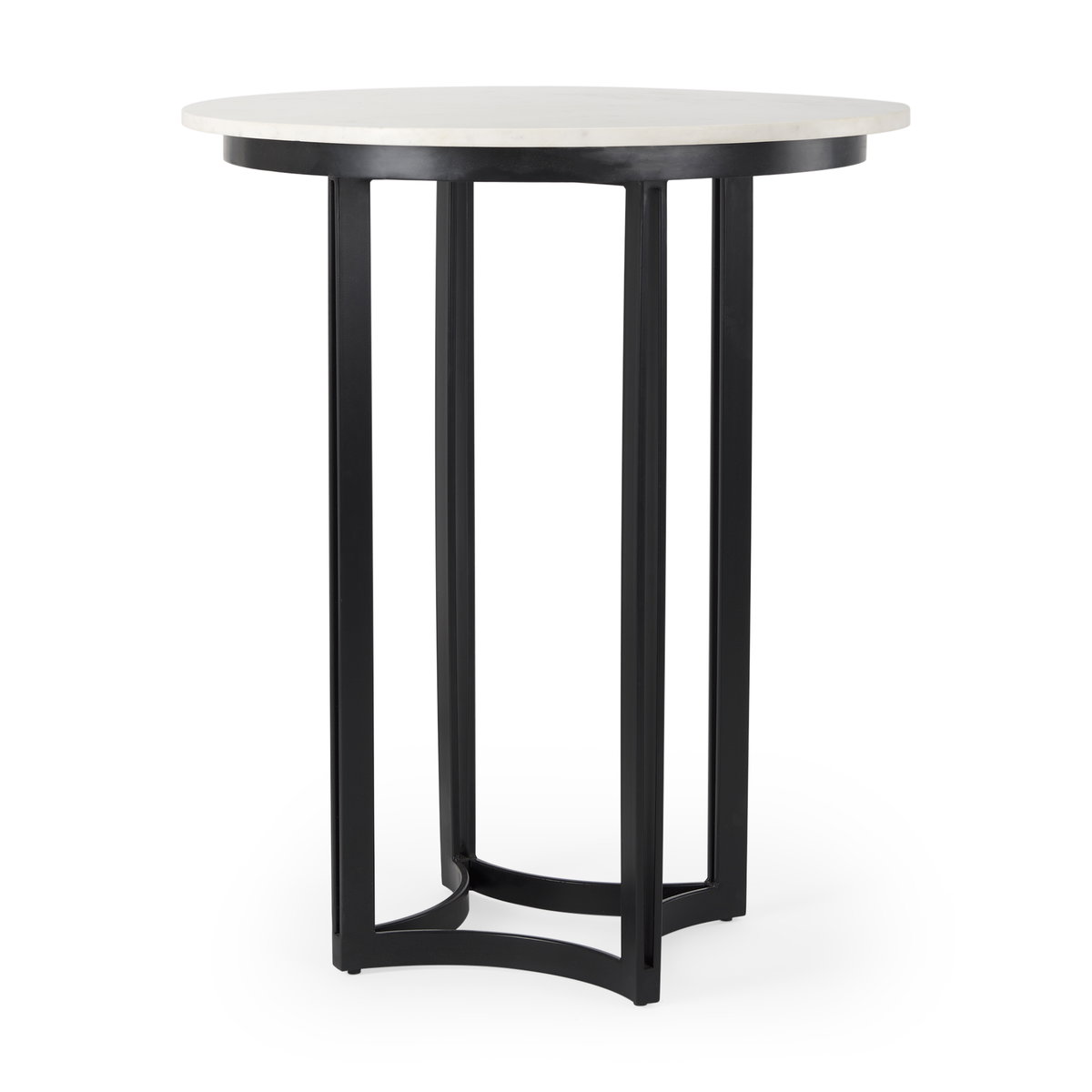 Tanner 32'L x 32'W Pedestal Dining Table | White Marble & Black Metal | Seats 2, by Mercana, 32" length x 32" width x 36" height View 1